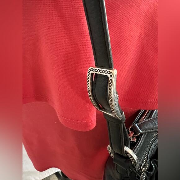 BRIGHTON GRAY LEATHER CROSSBODY SHOULDER BAG PURSE - Picture 4 of 13